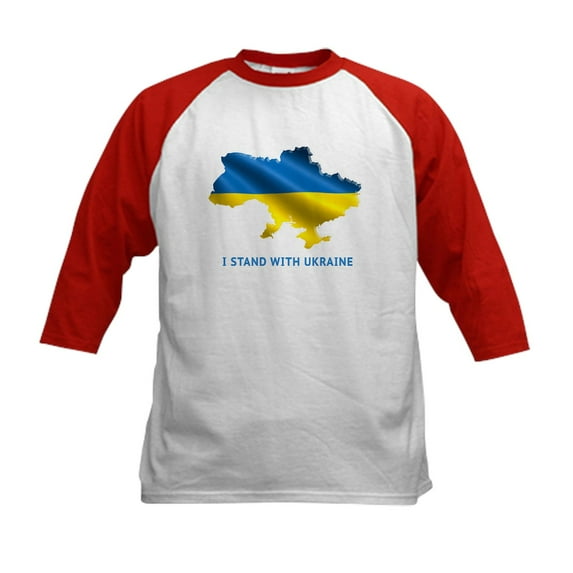 CafePress - I Stand With Ukraine Flag Ukrainia Baseball Jersey - Kids Cotton Baseball Jersey, 3/4 Sleeve Shirt