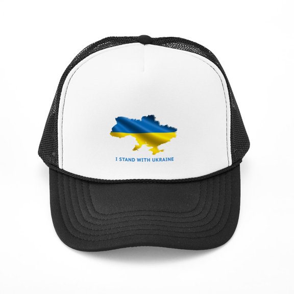 CafePress - I Stand With Ukraine Flag Ukrainian Pr - Adjustable Unisex Printed Trucker Hat with Mesh Back
