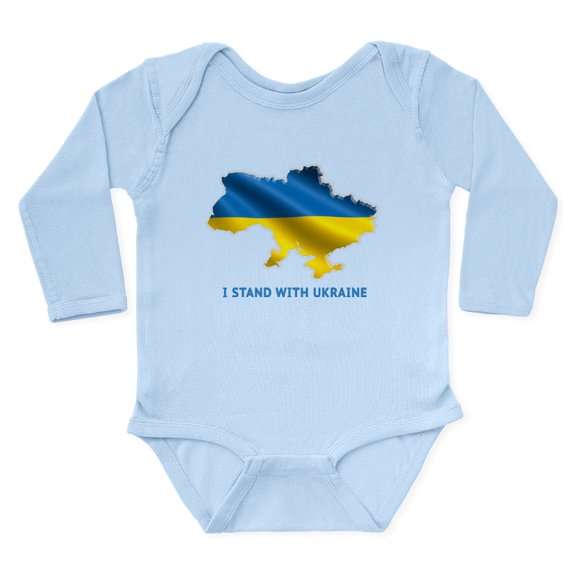CafePress - I Stand With Ukraine Flag Ukrainian Prid Body Suit - Long Sleeve Cotton Baby Bodysuit