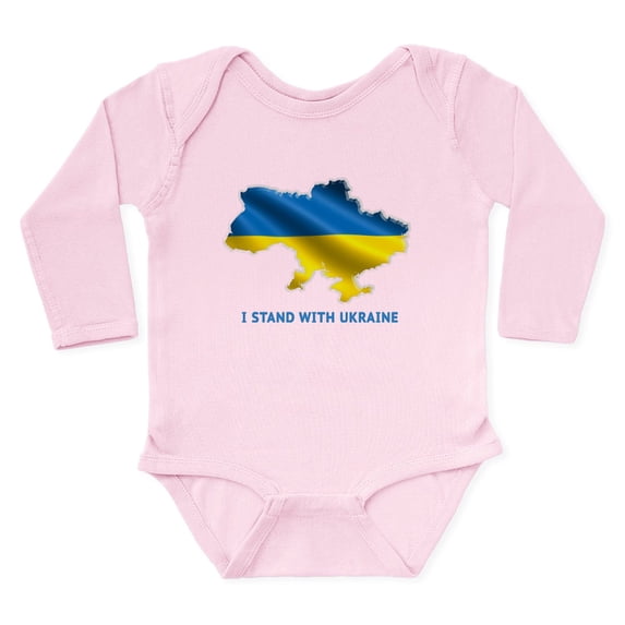 CafePress - I Stand With Ukraine Flag Ukrainian Prid Body Suit - Long Sleeve Cotton Baby Bodysuit