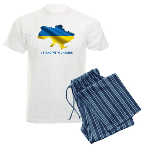 CafePress - I Stand With Ukraine Flag Ukrainian Pride Pajamas - Men's Light Loose Fit Cotton Pajama Set
