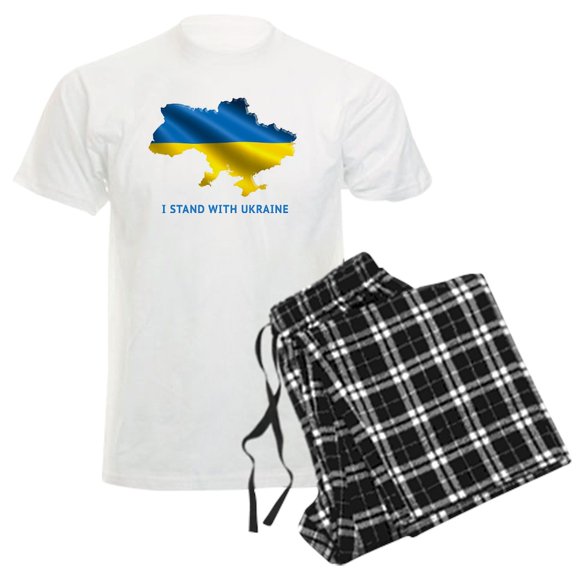 CafePress - I Stand With Ukraine Flag Ukrainian Pride Pajamas - Men's Light Loose Fit Cotton Pajama Set