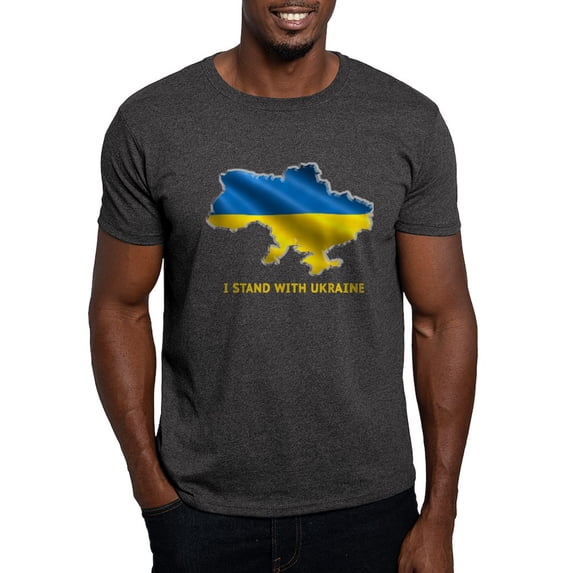 CafePress - I Stand With Ukraine Flag Ukrainian Pride T Shirt - Men's Classic Graphic Cotton T-Shirt