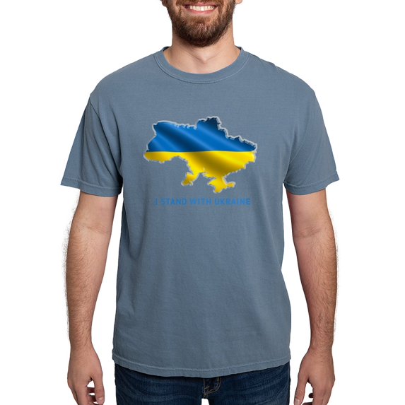 CafePress - I Stand With Ukraine Flag Ukrainian Pride T Shirt - Mens Comfort Colors Shirt