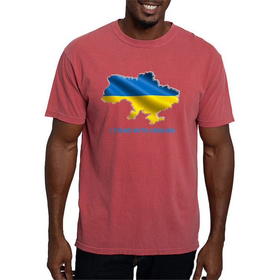 CafePress - I Stand With Ukraine Flag Ukrainian Pride T Shirt - Mens Comfort Colors Shirt