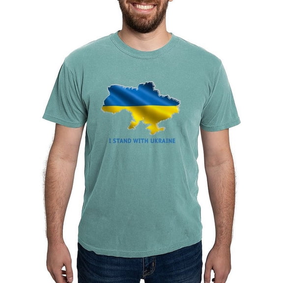 CafePress - I Stand With Ukraine Flag Ukrainian Pride T Shirt - Mens Comfort Colors Shirt