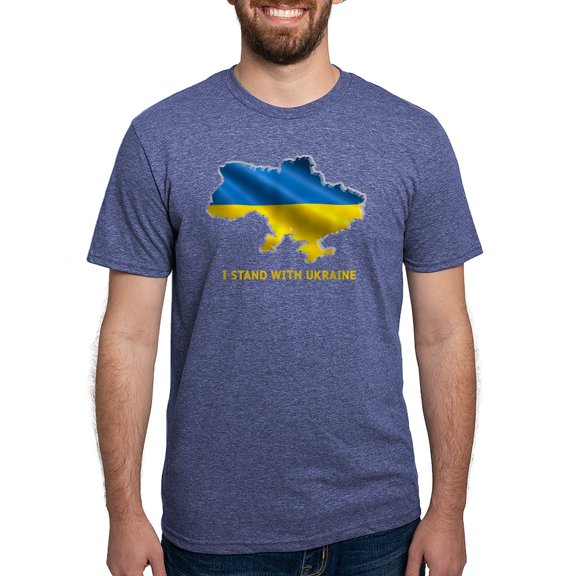 CafePress - I Stand With Ukraine Flag Ukrainian Pride T Shirt - Mens Tri-blend T-Shirt