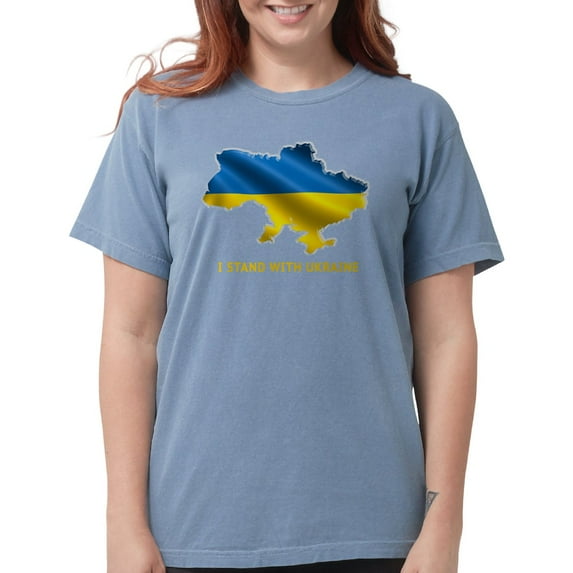 CafePress - I Stand With Ukraine Flag Ukrainian Pride T Shirt - Womens Comfort Colors® Shirt