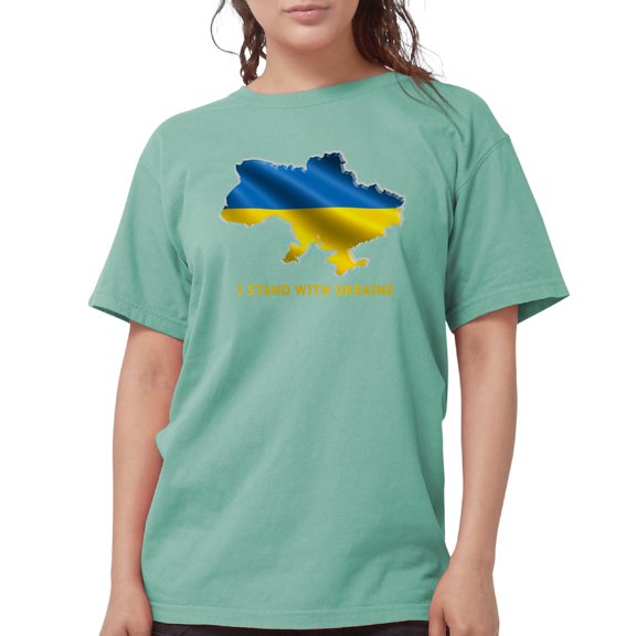 CafePress - I Stand With Ukraine Flag Ukrainian Pride T Shirt - Womens Comfort Colors® Shirt