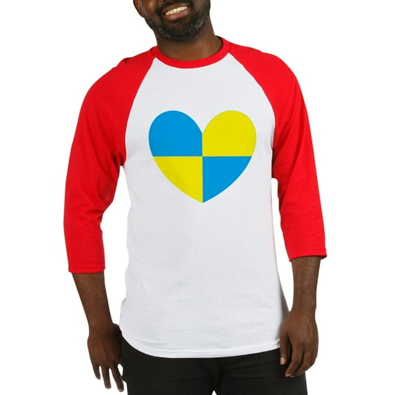 CafePress - I Stand With Ukraine Heart Baseball Jersey - Cotton Baseball Jersey, 3/4 Raglan Sleeve Shirt