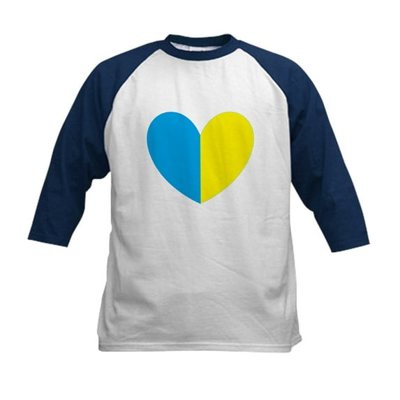 CafePress - I Stand With Ukraine Heart Baseball Jersey - Kids Cotton Baseball Jersey, 3/4 Sleeve Shirt