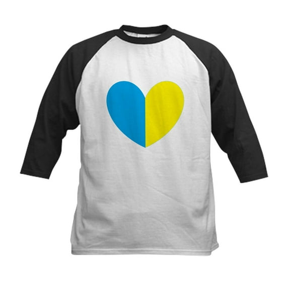 CafePress - I Stand With Ukraine Heart Baseball Jersey - Kids Cotton Baseball Jersey, 3/4 Sleeve Shirt