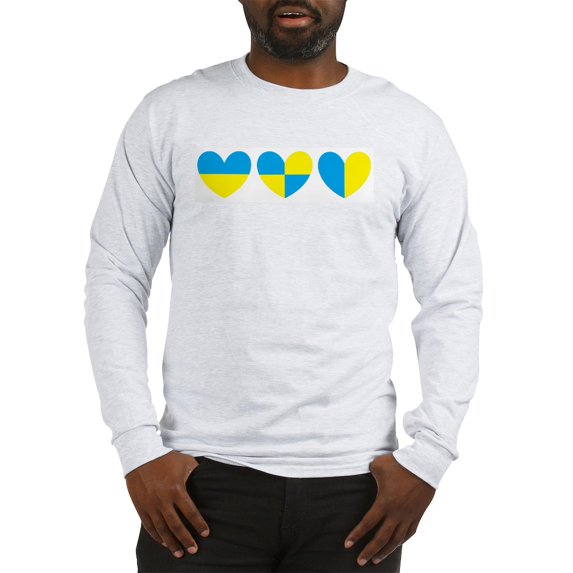 CafePress - I Stand With Ukraine Heart Long Sleeve T Shirt - Unisex Cotton Long Sleeve T-Shirt