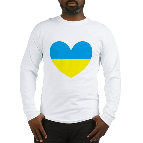 CafePress - I Stand With Ukraine Heart Long Sleeve T Shirt - Unisex Cotton Long Sleeve T-Shirt