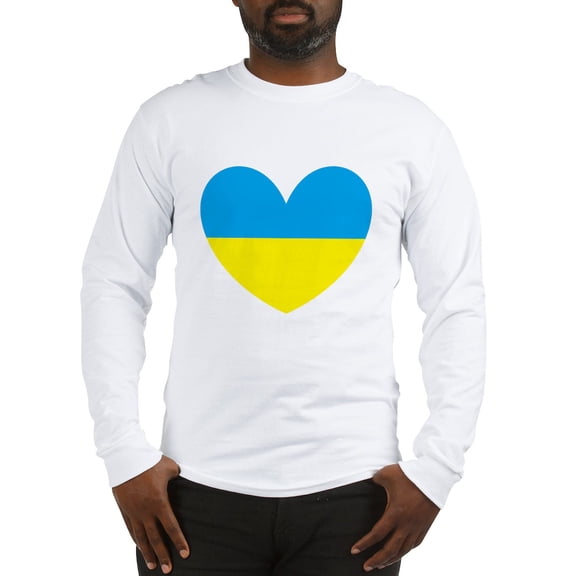 CafePress - I Stand With Ukraine Heart Long Sleeve T Shirt - Unisex Cotton Long Sleeve T-Shirt