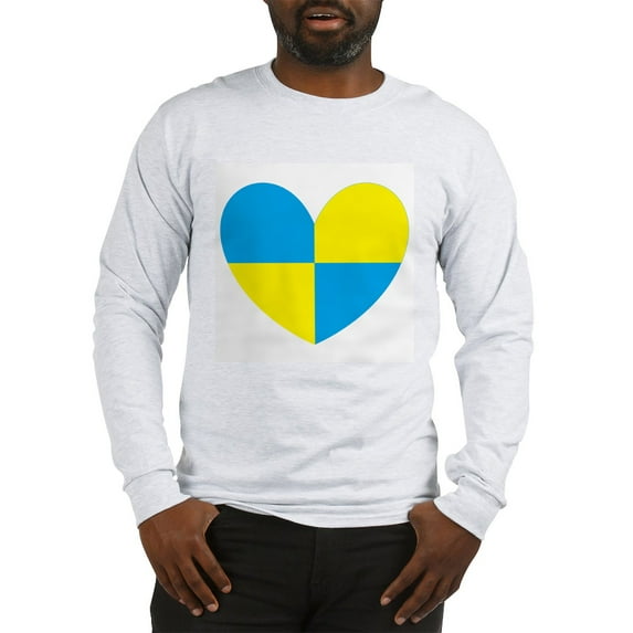 CafePress - I Stand With Ukraine Heart Long Sleeve T Shirt - Unisex Cotton Long Sleeve T-Shirt