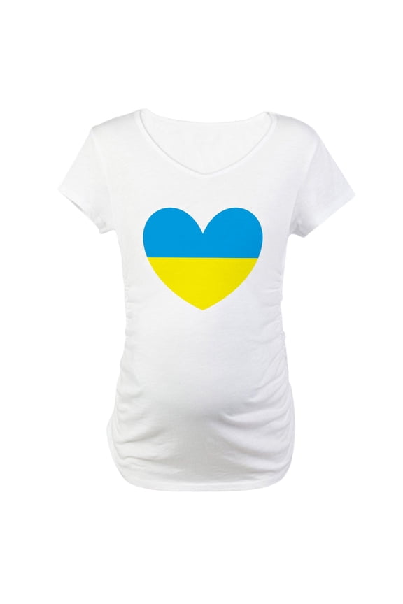 - I Stand With Ukraine Heart Maternity T Shirt - Cotton Maternity T-shirt, Cute & Funny Pregnancy Tee