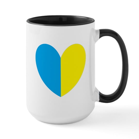 CafePress - I Stand With Ukraine Heart Mugs - 15 oz Ceramic Large White Novelty Mug
