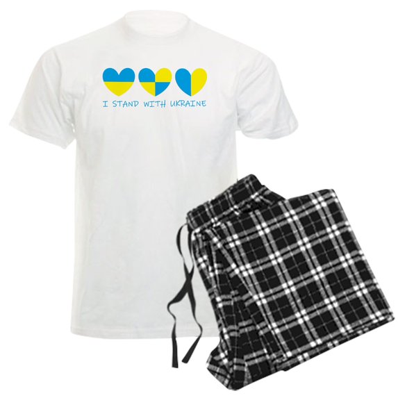 CafePress - I Stand With Ukraine Heart Pajamas - Men's Light Loose Fit Cotton Pajama Set