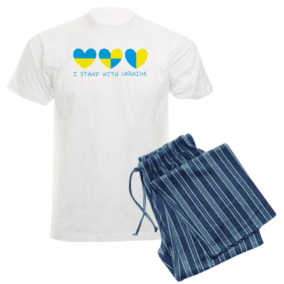 CafePress - I Stand With Ukraine Heart Pajamas - Men's Light Loose Fit Cotton Pajama Set