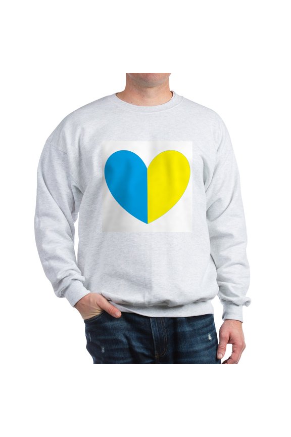 - I Stand With Ukraine Heart Sweatshirt - Crew Neck Sweatshirt