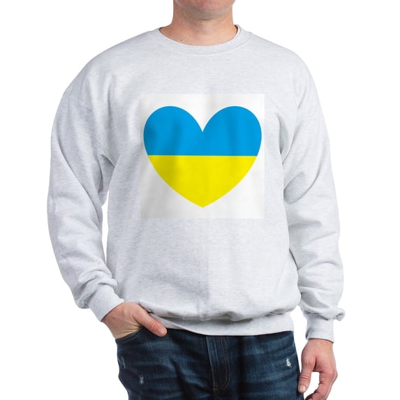 CafePress - I Stand With Ukraine Heart Sweatshirt - Crew Neck Sweatshirt