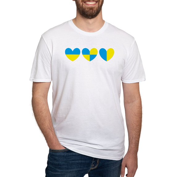 CafePress - I Stand With Ukraine Heart T Shirt - Fitted T-Shirt, Vintage Fit Soft Cotton Tee