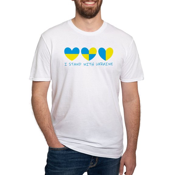 CafePress - I Stand With Ukraine Heart T Shirt - Fitted T-Shirt, Vintage Fit Soft Cotton Tee