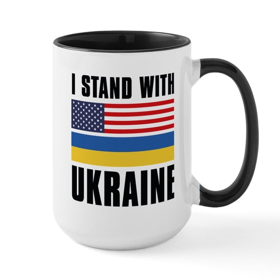 CafePress - I Stand With Ukraine Large Mug - 15 oz Ceramic Large White Novelty Mug