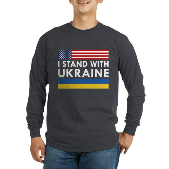CafePress - I Stand With Ukraine Long Sleeve Dark T Shirt - Long Sleeve Dark T-Shirt