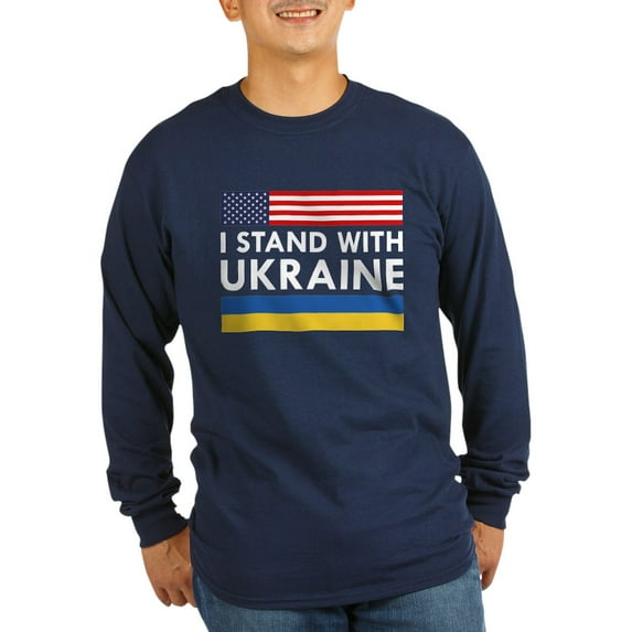 CafePress - I Stand With Ukraine Long Sleeve Dark T Shirt - Long Sleeve Dark T-Shirt