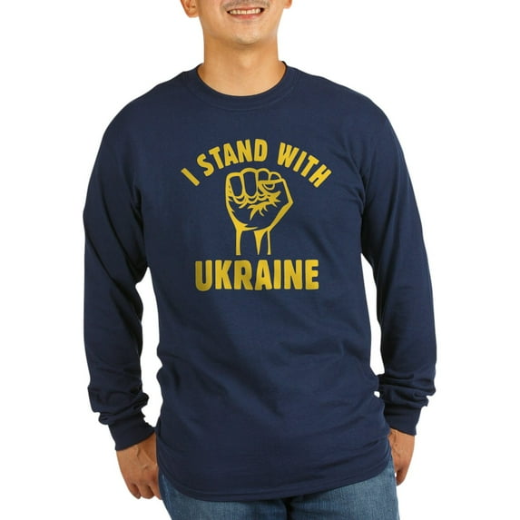 CafePress - I Stand With Ukraine Long Sleeve Dark T Shirt - Long Sleeve Dark T-Shirt