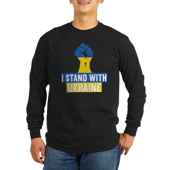 CafePress - I Stand With Ukraine Long Sleeve T Shirt - Long Sleeve Dark T-Shirt