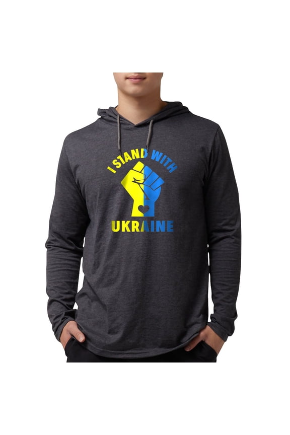 - I Stand With Ukraine Pride Ukr Long Sleeve T Shirt - Mens Hooded Shirt