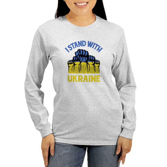 CafePress - I Stand With Ukraine Long Sleeve T Shirt - Women's Long Sleeve Graphic Casual T-Shirt