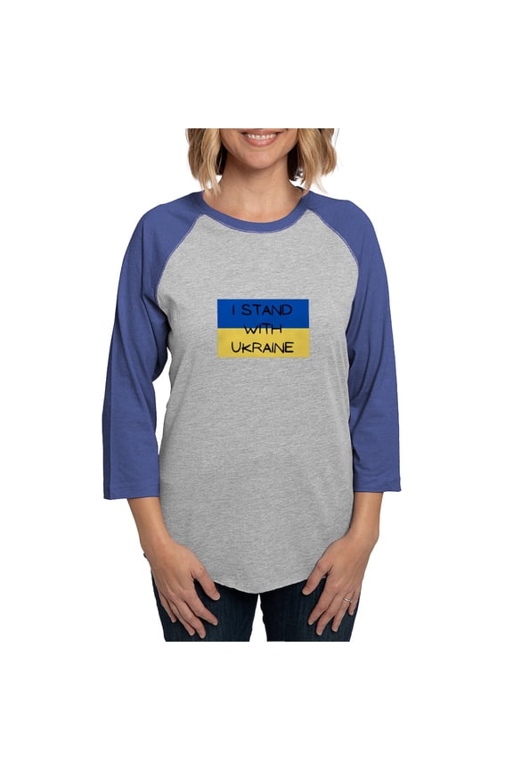 - I Stand With Ukraine Long Sleeve T Shirt - Womens Baseball Tee