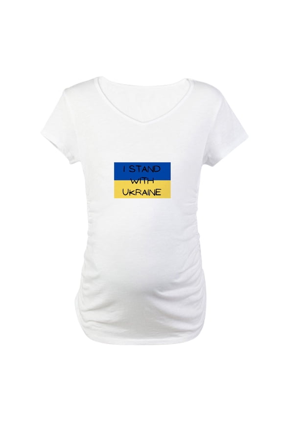 - I Stand With Ukraine Maternity T Shirt - Cotton Maternity T-shirt, Cute & Funny Pregnancy Tee