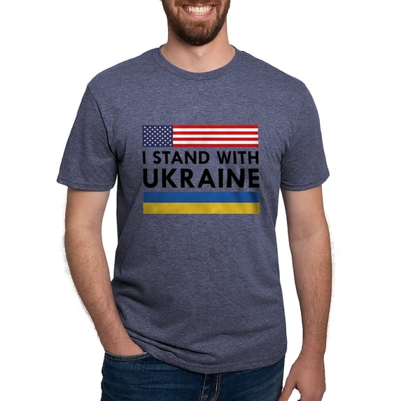 CafePress - I Stand With Ukraine Men's Deluxe T Shirt - Mens Tri-blend T-Shirt