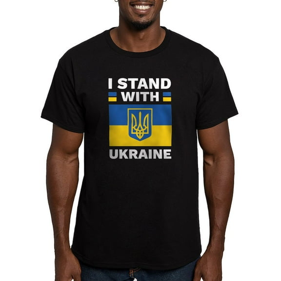 CafePress - I Stand With Ukraine Men's Fitted T Shirt (Dark) - Men's Fitted T-Shirt