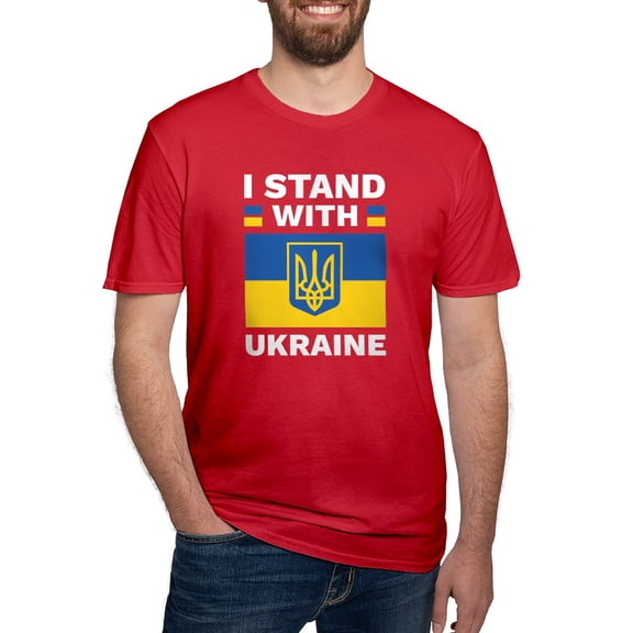CafePress - I Stand With Ukraine Men's Fitted T Shirt (Dark) - Men's Fitted T-Shirt