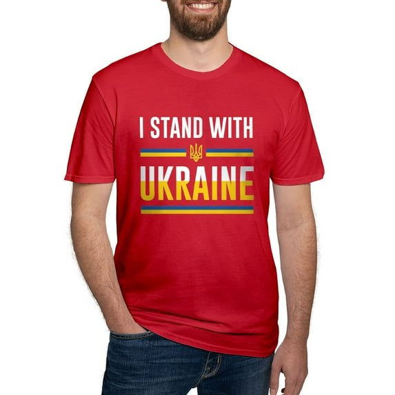 CafePress - I Stand With Ukraine Men's Fitted T Shirt (Dark) - Men's Fitted T-Shirt