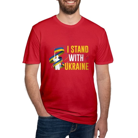 CafePress - I Stand With Ukraine Men's Fitted T Shirt (Dark) - Men's Fitted T-Shirt