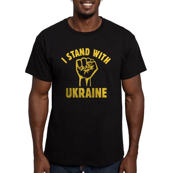 CafePress - I Stand With Ukraine Men's Fitted T Shirt (Dark) - Men's Fitted T-Shirt