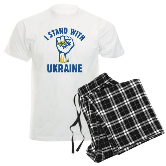 CafePress - I Stand With Ukraine Men's Light Pajamas - Men's Light Loose Fit Cotton Pajama Set