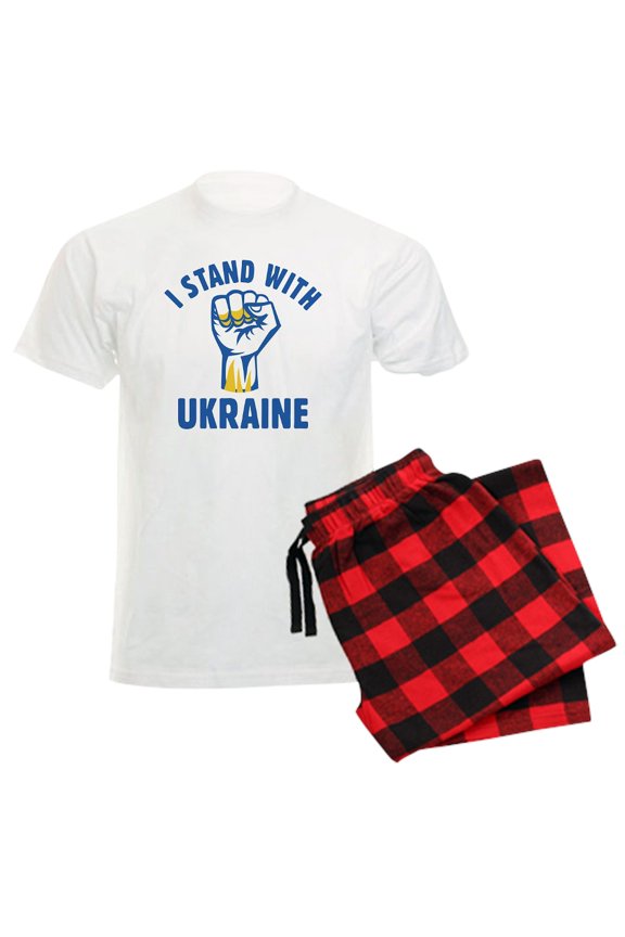 - I Stand With Ukraine Men's Light Pajamas - Men's Light Loose Fit Cotton Pajama Set