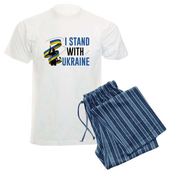 CafePress - I Stand With Ukraine Men's Light Pajamas - Men's Light Loose Fit Cotton Pajama Set