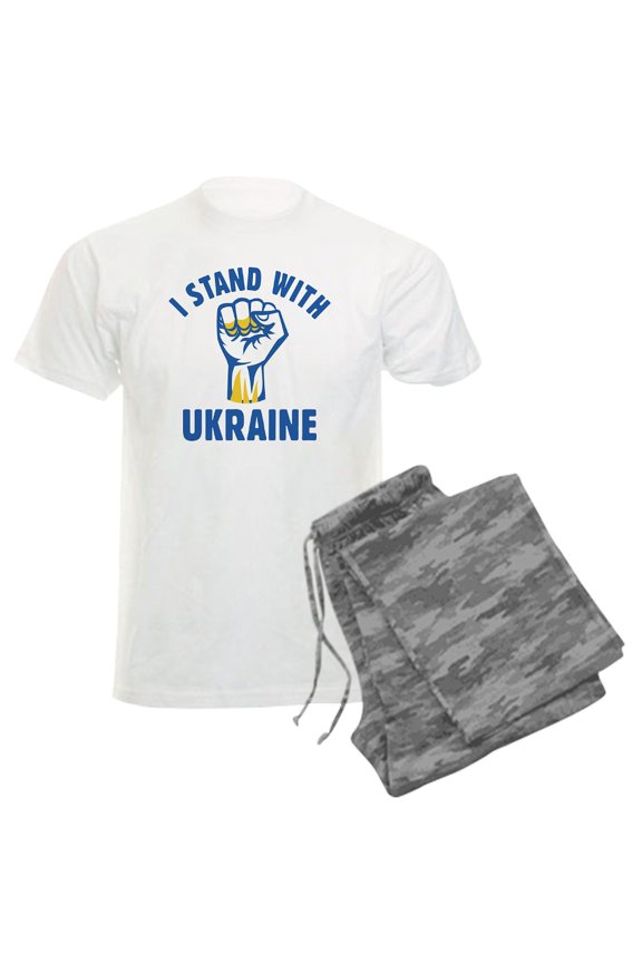 - I Stand With Ukraine Men's Light Pajamas - Men's Light Loose Fit Cotton Pajama Set
