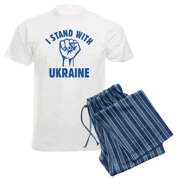 CafePress - I Stand With Ukraine Men's Light Pajamas - Men's Light Loose Fit Cotton Pajama Set