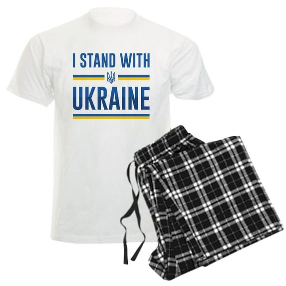CafePress - I Stand With Ukraine Men's Light Pajamas - Men's Light Loose Fit Cotton Pajama Set