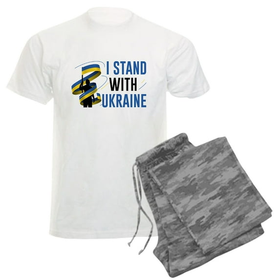 CafePress - I Stand With Ukraine Men's Light Pajamas - Men's Light Loose Fit Cotton Pajama Set